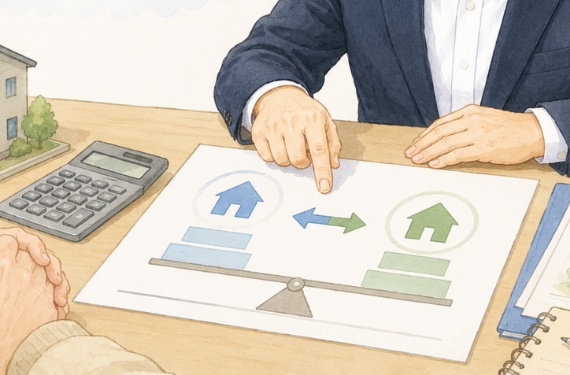 住宅ローン残高と査定価格を比較